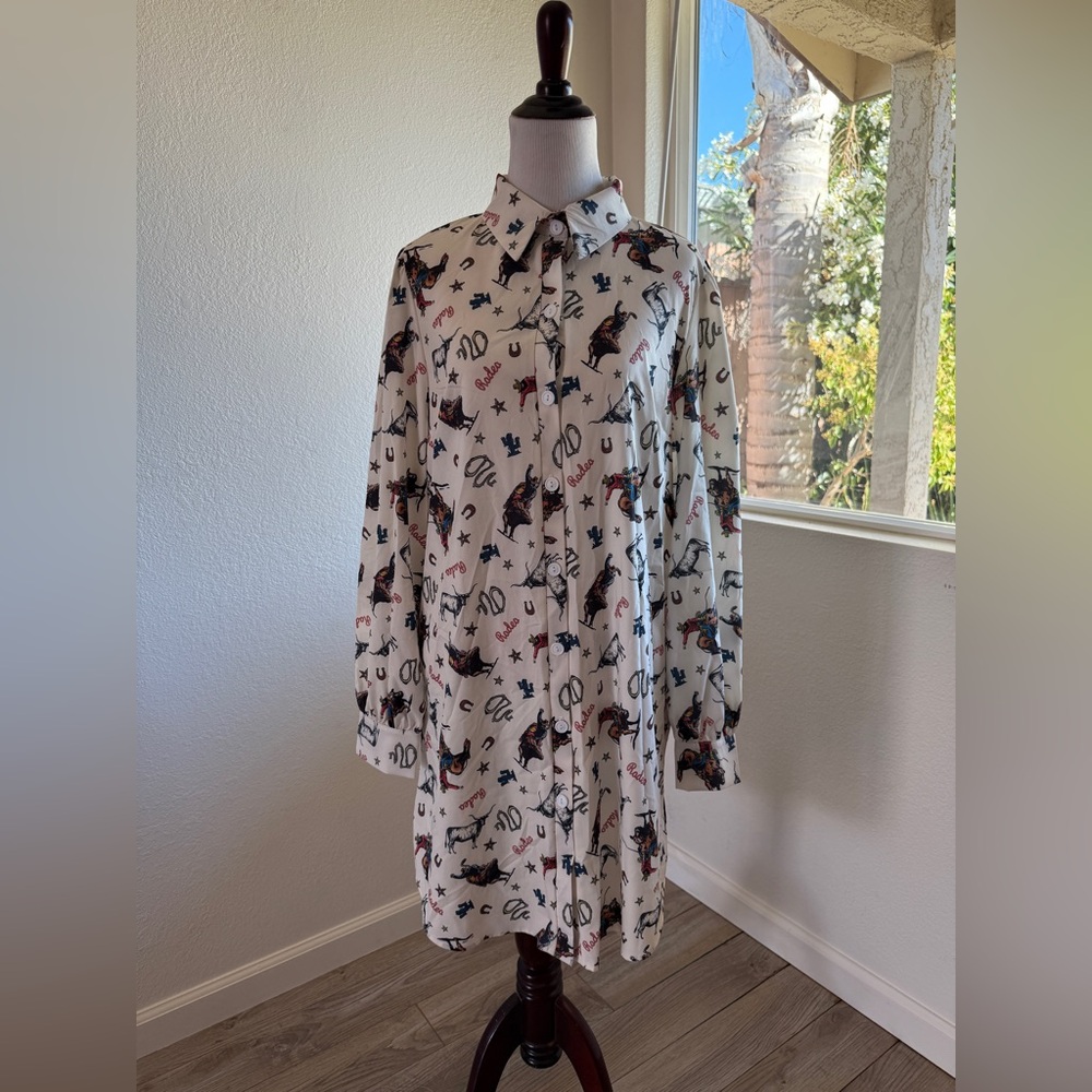Nylon Apparel Western Cowboy Rodeo Button Down Dress